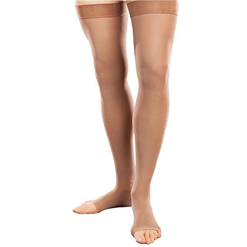 Ease Opaque Open Toe Knee High Stockings for Men and Women, 15-20 mmHg, Sand, Large, Short