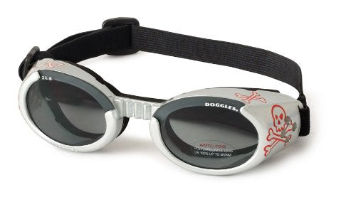 Silver Skull ILS Doggles with Light Smoke Lens - Medium