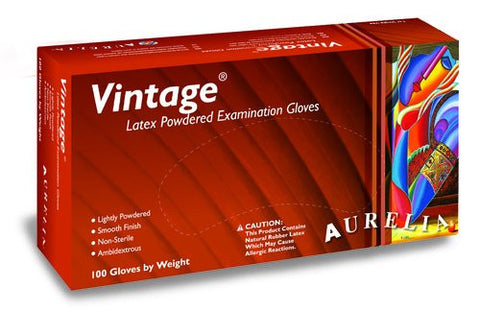 Aurelia Vintage Lightly Powdered Latex Exam Gloves-Extra Small-100/Box