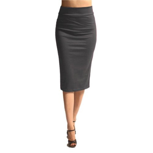 Azules Women's below the Knee Pencil Skirt - Made in USA (Charcoal Grey / Medium)