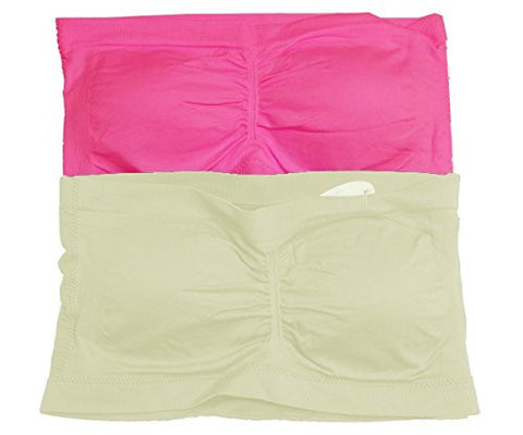 Anenome Women's Strapless Seamless Bandeau Padding (2 or 4 pack),One Size,2 Pack Pink_Ivory