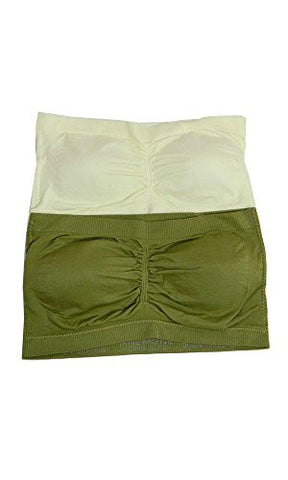Anenome Women's Strapless Seamless Bandeau Padding (2 or 4 pack),One Size,2 Pack Olive_Ivory