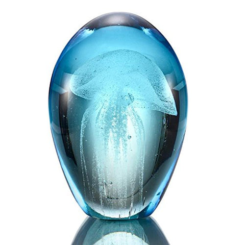 Art Glass Blue Mist Jellyfish Glow in the Dark 4.5"H 3"D GLASS 2.00lbs