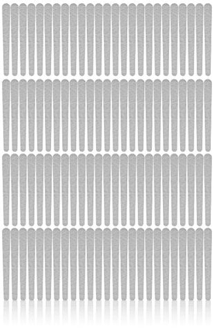 Flowery Disposable Nail File Tapered Wood Core, 100/180 Grit, Silver, 100 Pack