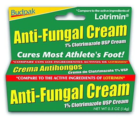 Budpak Antifungal Athlete's Foot Cream .5 Oz 5 Panel Color Box