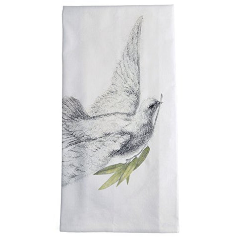 Dove with Olive Branch Cotton Flour Sack Dish Towel