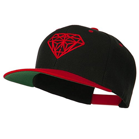 Yupoong:Dakota, Diamond Embroidered Snapback Two Tone Cap - Black Red (fitting up to size 7 1/2)