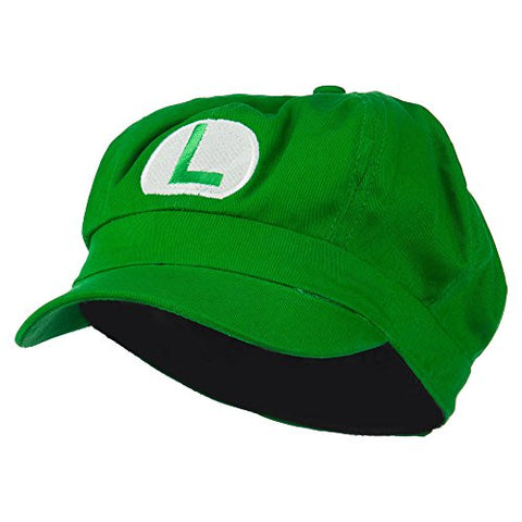 e4Hats, Circle Mario & Luigi Embroidered Cotton Newsboy Cap - Lime (XS)
