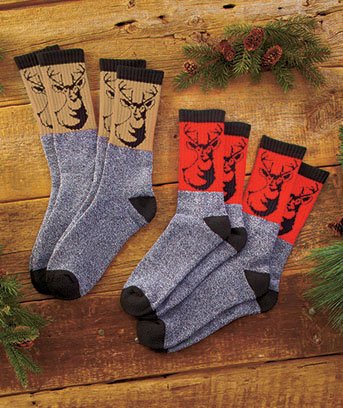 4-Pair Outdoorsman Socks-Deer, Size 10-13