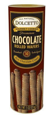 Chocolate Cream Rolled Wafers in Tin, 3 oz