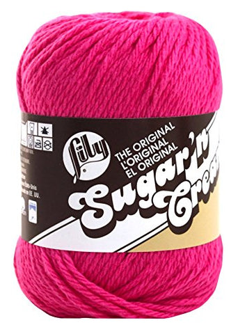 Lily Sugar'n Cream Solid Yarn Hot Pink 120 Yards 2.5 OZ