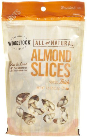 WOODSTOCK Commodities - Almonds, Thick Sliced & Raw 7.5oz