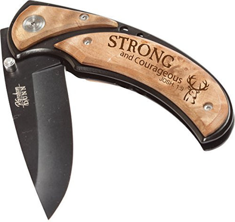 Burl Wood Knife - Strong and Courageous
