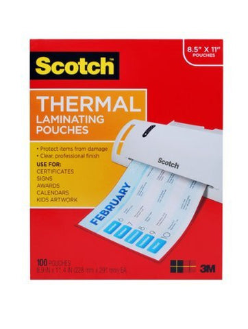 Thermal Pouches, Letter Size, 3 mil thick 8.9 in x 11.4 in 100/pack