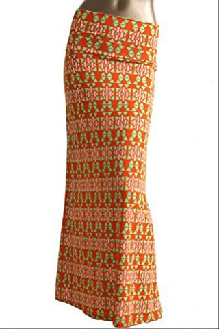 Azules Women's Maxi Skirt -Stretchy, Soft Fabric (E54 Red Mirage / Large)