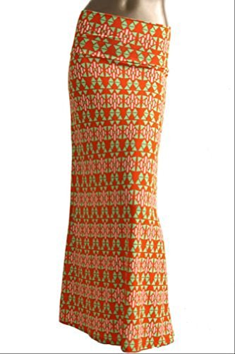 Azules Women's Maxi Skirt -Stretchy, Soft Fabric (E54 Red Mirage / Medium)