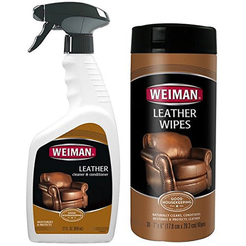 Weiman Leather Cleaner and Conditioner 22 oz. Trigger and
Weiman Leather Wipes 30 count