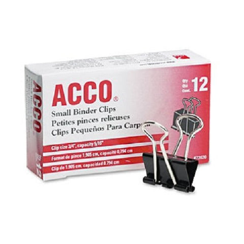 ACCO- Binder Clips 12/Pkg, .75"