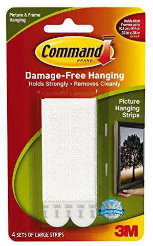 Picture Hanging Strips White Large 4 sets/pk