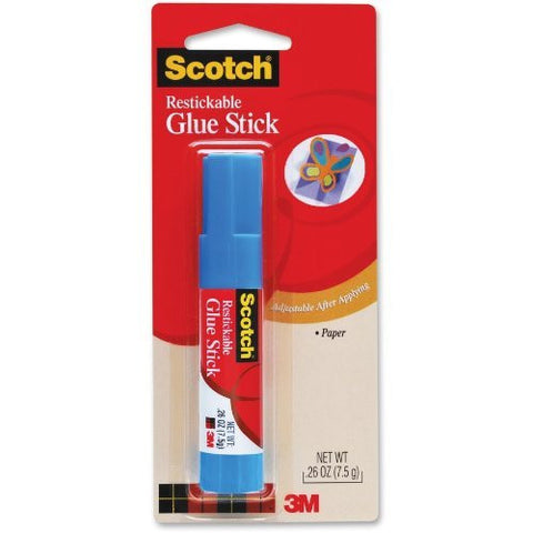 Restickable Adhesive Glue Stick White 0.26 oz