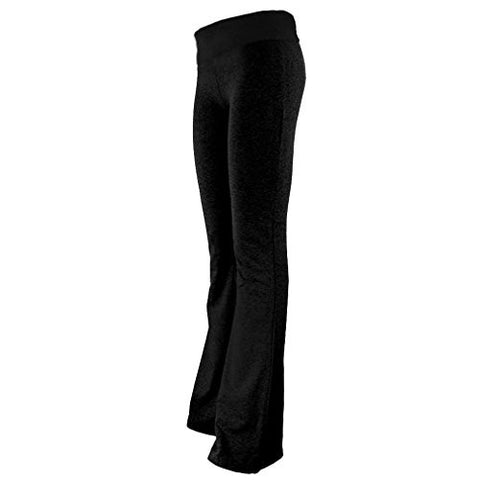 Basico Lady Cotton Spandex Fold Over Yoga Leggings (Solid-Black / Small)