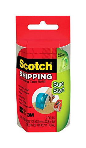 Sure Start Shipping Packaging Tape Clear 1.88 in x 900 in 2/pk