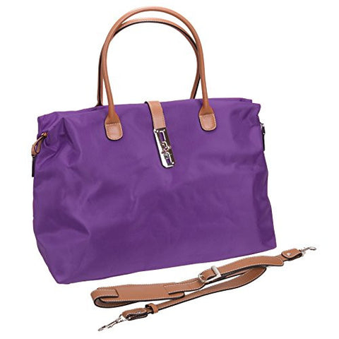 Tosca Women's Nylon Oversized Travel Tote Handbag (Dark Purple)