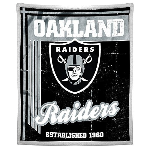Oakland Raiders NFL "Old School" Mink with Sherpa Throw 50”x 60”