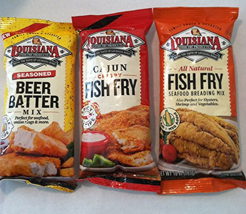 Beer Batter Mix 8.5oz, Cajun Fry 10oz and All Natural Fish Fry 10oz