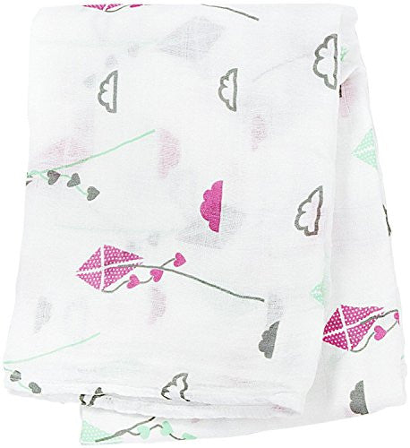 Bamboo Muslin Swaddling Blanket 47"x47" - Pink Kite