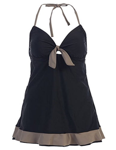 Bandeau 1-Piece SwimDress - Black, Large