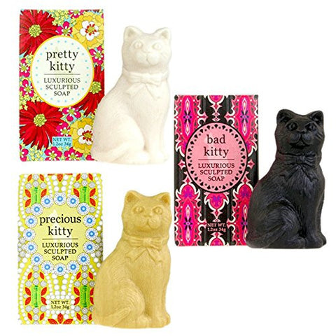 1.2 oz Sculpted Kitten Soap, Bad Kitty,
1.2 oz Sculpted Kitten Soap, Precious Kitty and 
1.2 oz Sculpted Kitten Soap,Pretty Kitty