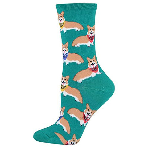 Women's Corgi Socks, Emerald