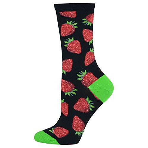 Women's Socks Strawberries, Black