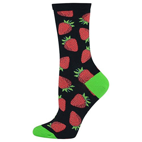 Women's Socks Strawberries, Black