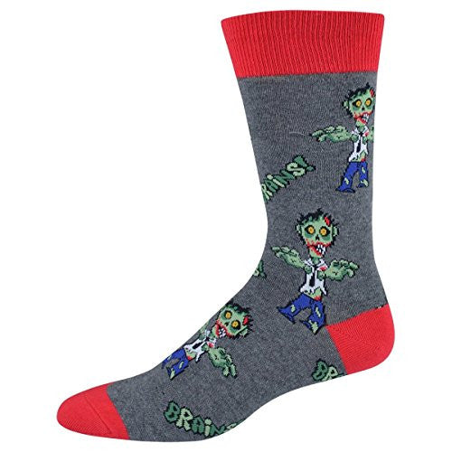 Men's Socks Zombies Crew, Charcoal Heather