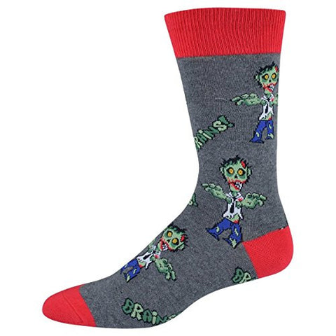 Men's Socks Zombies Crew, Charcoal Heather