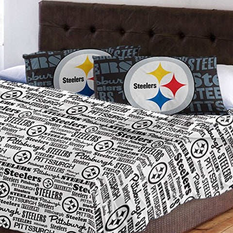Pittsburgh Steelers NFL "Anthem" Full Sheet Set (1 Flat sheet 81” x 96” , 1 Fitted Sheet 54” x 75” , 2 pillow case 20” x 30”)