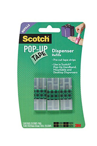 Pop-Up Tape Refills, 75 strips per pad 3/4 in x 2 in 3pds/pk