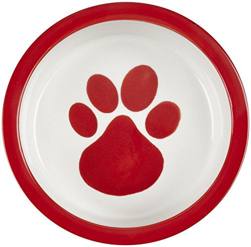 MPP Pawprint Dog Bowls Stainless Steel Pet Dishes Choose Red Black or Silver & S