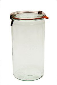 1 ½ L Cylindrical Jar (4 jars w/ glass lids, 4 rings, & 8  clamps)