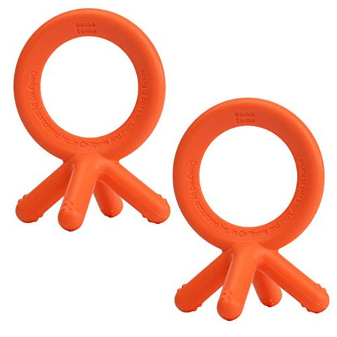 Comotomo Silicone Baby Teether, Orange