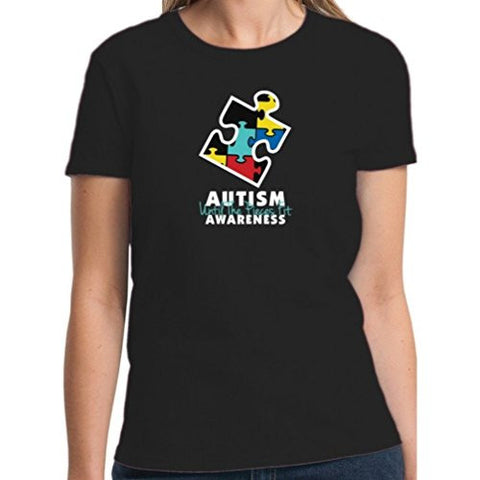 Autism Awareness "Puzzle Piece" Cotton Unisex T-Shirt (Black, Large)