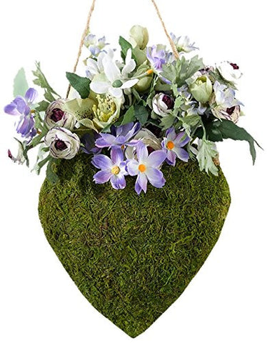Moss Hanging Open Heart Basket, 6.5 x 6.25 in Tall