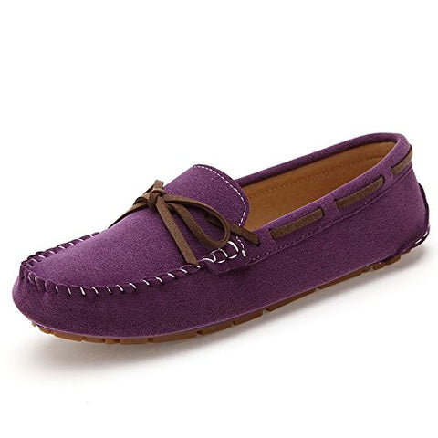 801zise42 SUNROLAN Women's Polyurethane Suede Flats Leather Loafers Driving Moccasins Work Shoes Purple11B(M) US