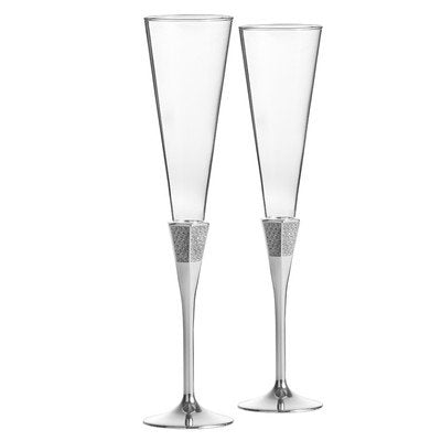 Lismore Diamond Toasting Flute Pair Silver (not in pricelist)