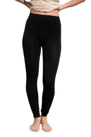 Seamless Solid Thick Leggings - 6 Black, One Size