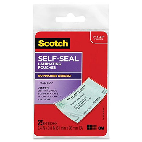 Self-Sealing Laminating Pouches for Business/ID Card 2 7/16 in x 3 7/8 in