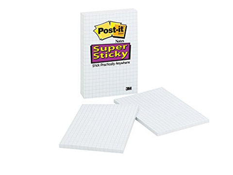 Super Sticky Notes on Grid Paper 3.9 in x 5.8 in 50 shts/pad, 2 pads/pk