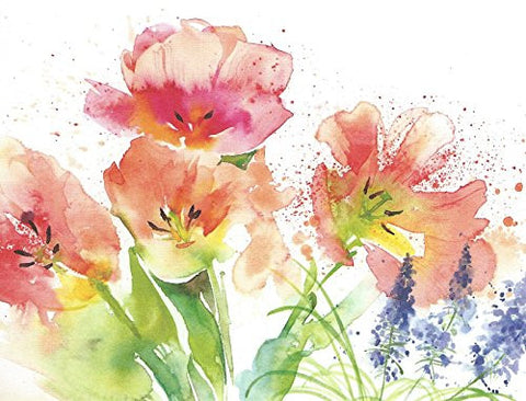 Arte Note Watercolor Tulips Blank Notecards - Box of 8